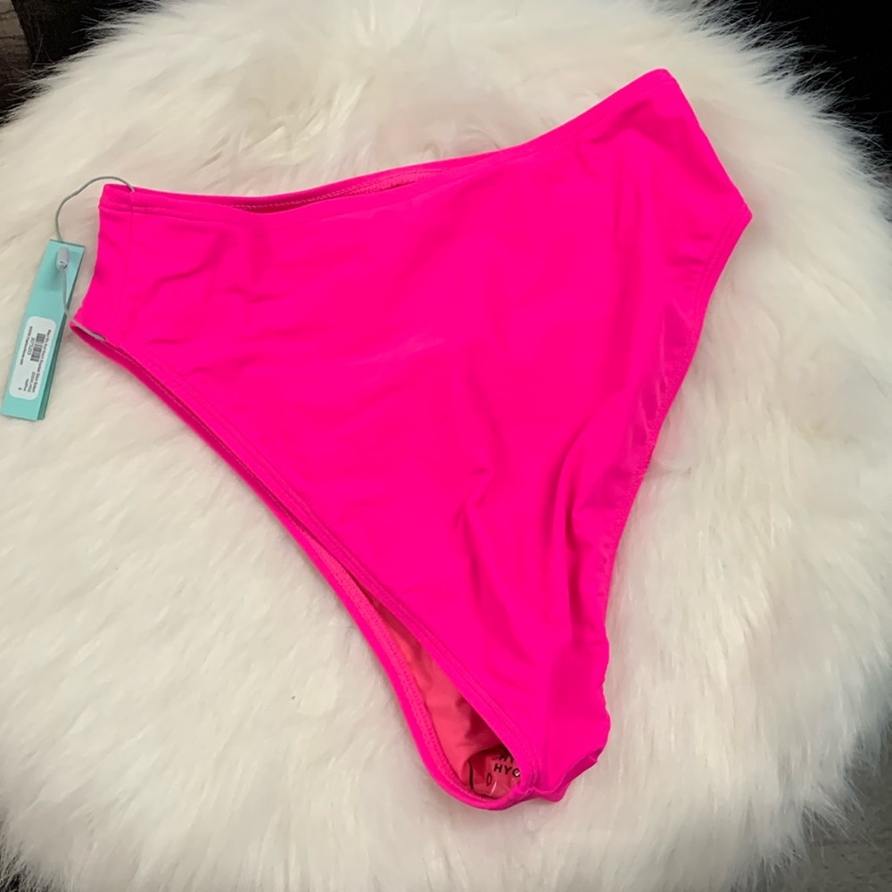 Fashion Nova hot pink high waisted bikini bottoms.
